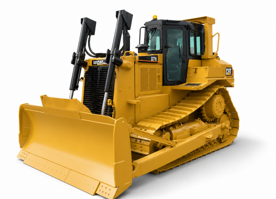 CAT D7H bulldozer on a white background