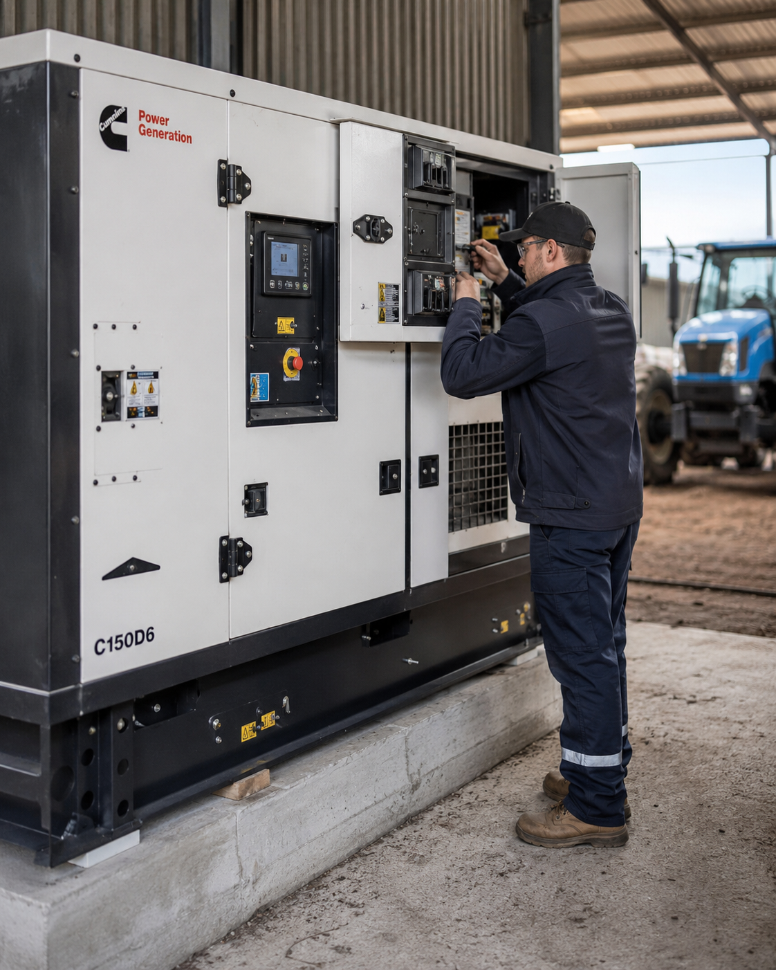 Commercial generator servicing and monitoring