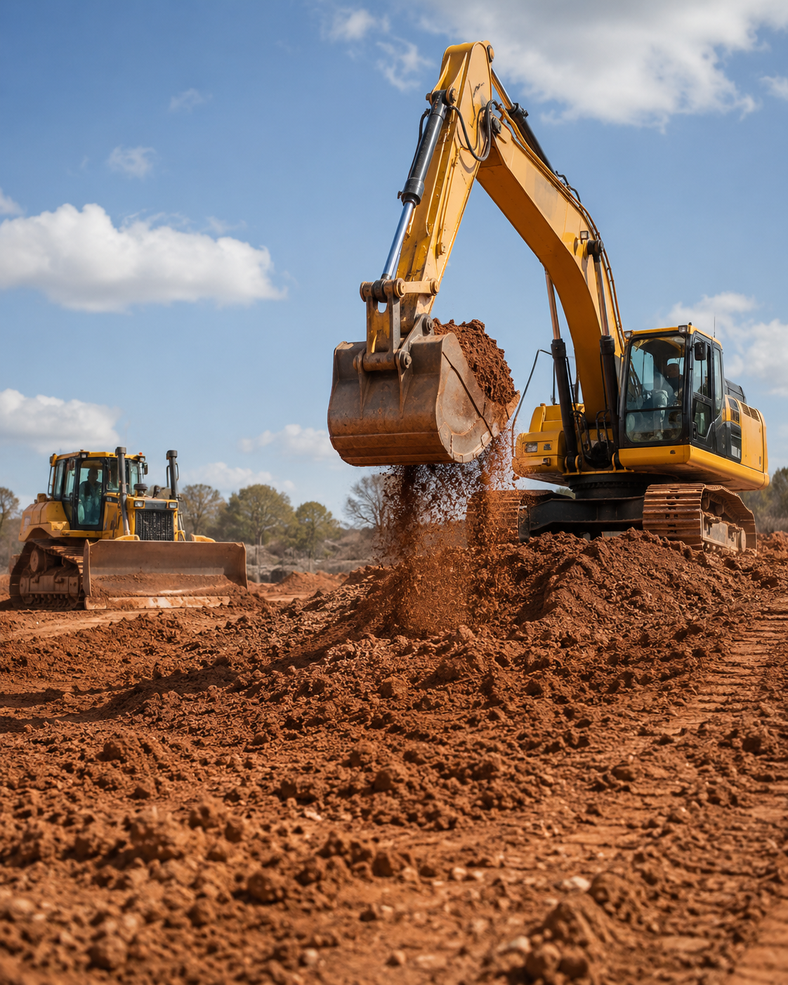 Earthmoving plant operating on site